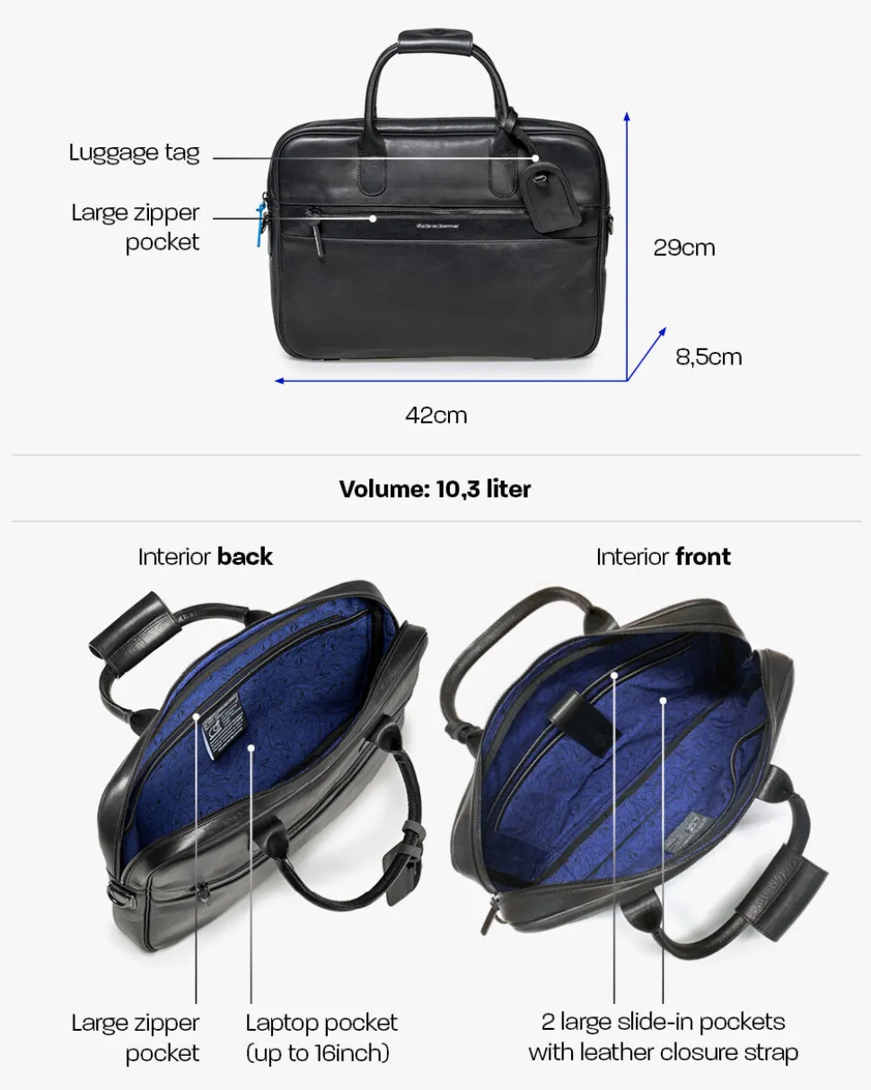 Taschen>Floris van Bommel Bürotasche schmal Leder Schwarz