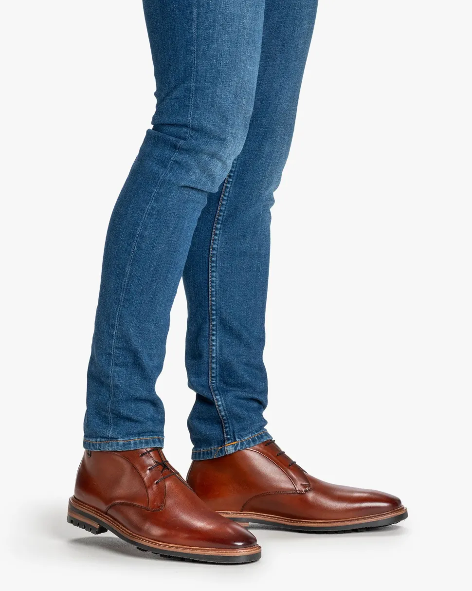 Casual im Büro | Stiefeletten>Floris van Bommel Toppi 01.00 Dunkelcognac